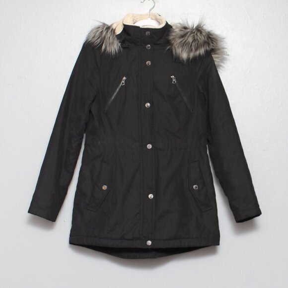 Nautica Microfiber Parka Anorak Jacket with Faux Fur Hooded Trim coat - Picture 1 of 5
